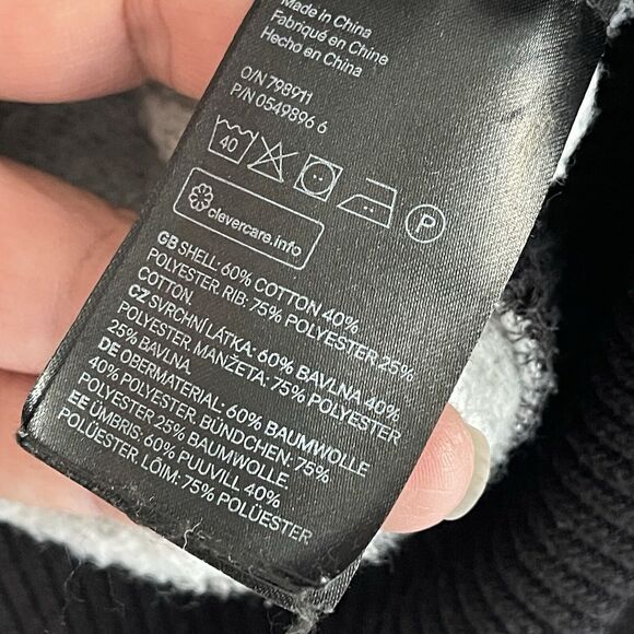 HM Gray Black Long Sleeve Sweater Men Size XS Top Fold Over Neckline Pullover - Picture 5 of 7